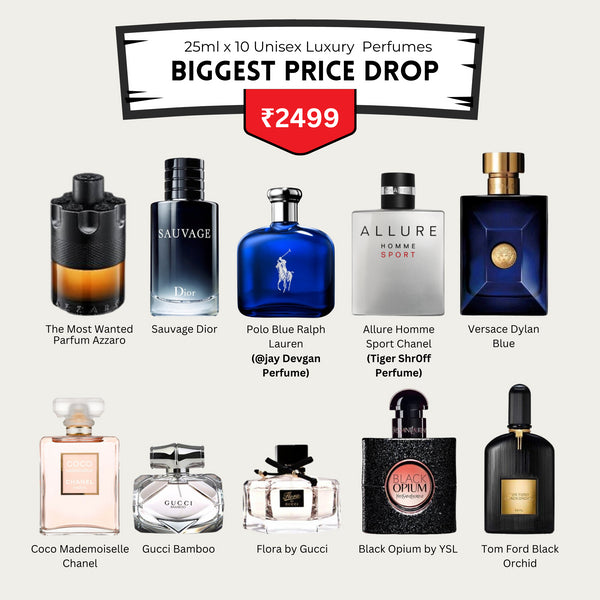 10 Best-Seller Unisex Fragrances just @ ₹2499/- Only (Prepaid Only)