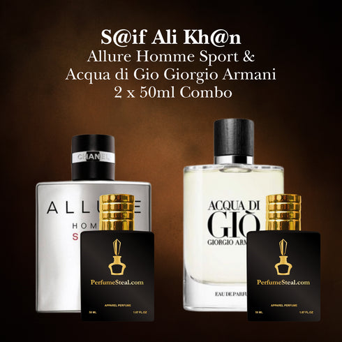 S@if Ali Kh@n - Allure Homme Sport & Acqua di Gio Giorgio Armani 50ml Combo